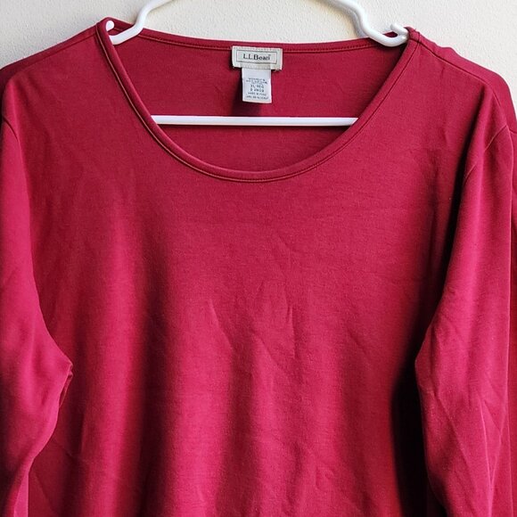 L.L. Bean Red Long Sleeve Scoop Neck Jersey Size XL - Picture 5 of 14